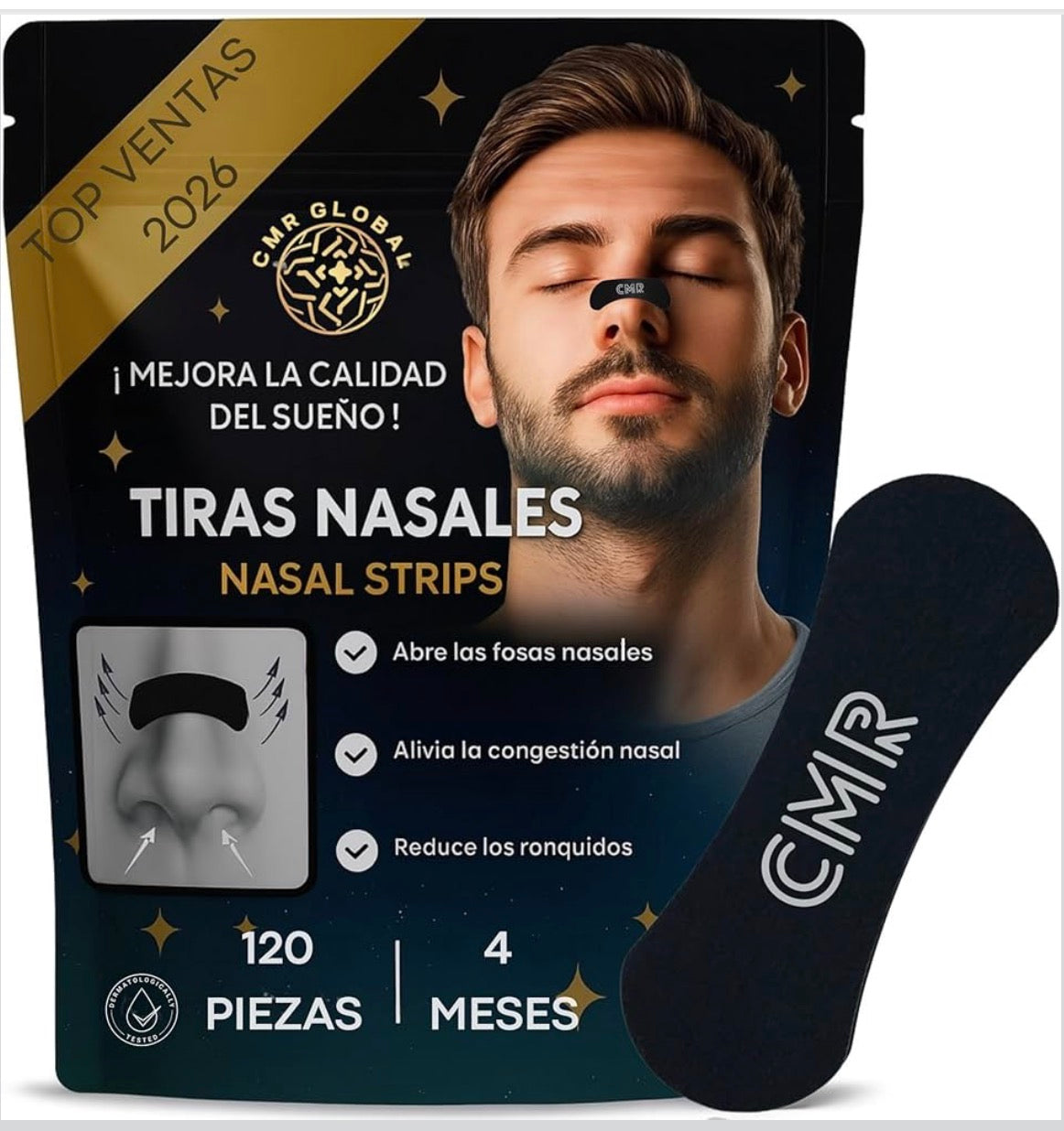 CMR GLOBAL® Tiras Nasales Premium Negras | 60 Unidades